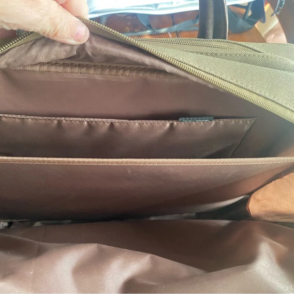 solo Olive Green and Brown Laptop Messenger Bag